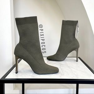 ZARA SOCK STYLE HIGH HEELES ANKLE BOOT KHAKI US 9 / 10